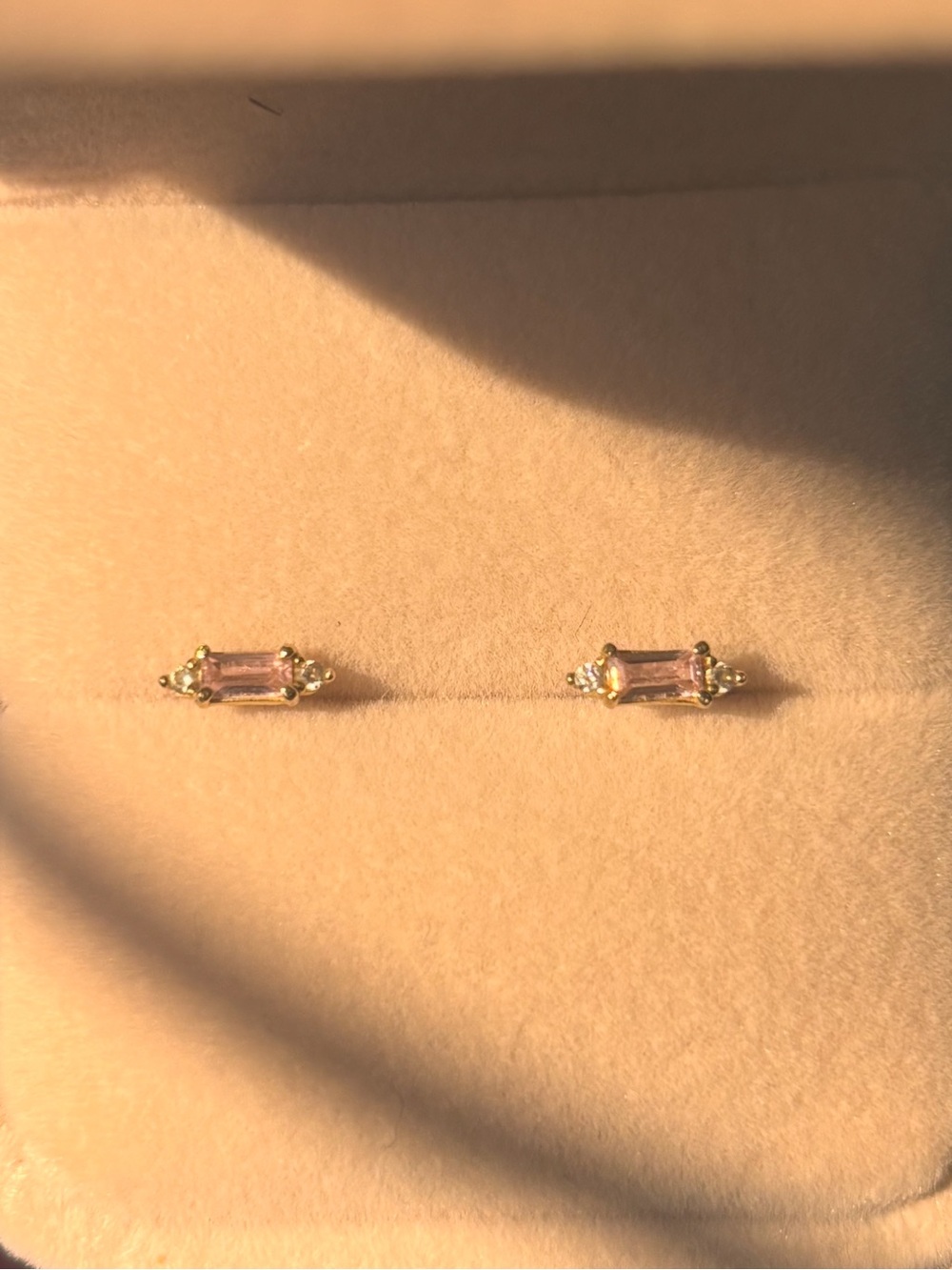 Girls Crew Solid Gold Pink Baguette Stud (2)